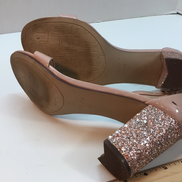 Unisa Pink pLeather Sandals with Glitter Block Heel And Ankle Strap Size 10 - Picture 7 of 10